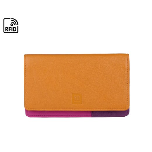 pomarańczowy portfel skórzany z kolorowym wnętrzem ze sklepu Słoń Torbalski w kategorii Portfele damskie - zdjęcie 187606893