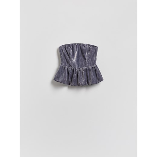 Reserved - Welurowa bluzka - ciemnoszary ze sklepu Reserved w kategorii Bluzki damskie - zdjęcie 187606993