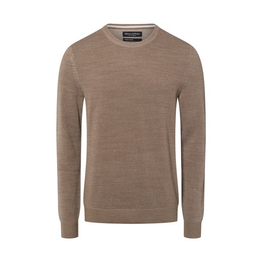 Marc O'Polo Męski sweter z dzianiny Mężczyźni Bawełna taupe wypukły wzór tkaniny ze sklepu vangraaf w kategorii Swetry męskie - zdjęcie 187607004