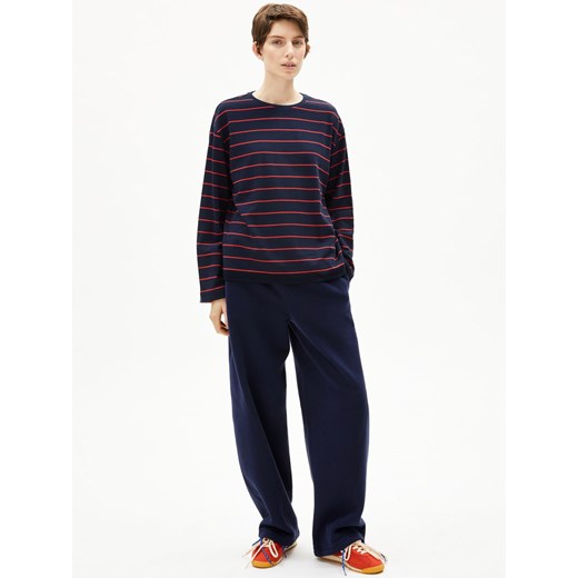 ARMEDANGELS Damska koszulka z długim rękawem - Marynaa Kobiety Bawełna granatowy w paski ze sklepu vangraaf w kategorii Bluzki damskie - zdjęcie 187607023