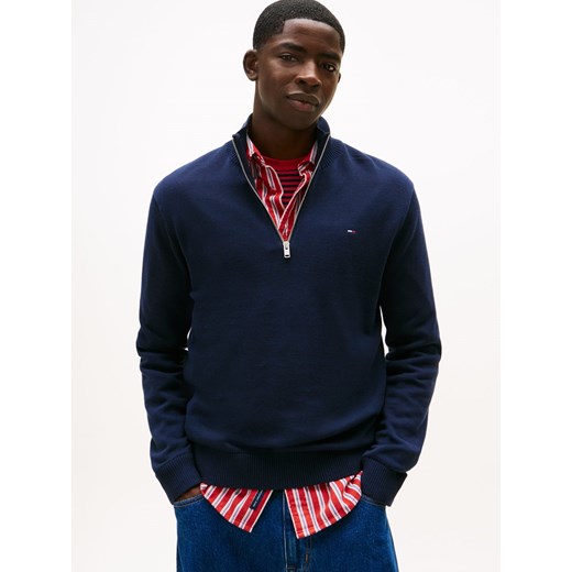 Tommy Jeans Męski sweter z dzianiny Mężczyźni Bawełna granatowy jednolity ze sklepu vangraaf w kategorii Swetry męskie - zdjęcie 187607033
