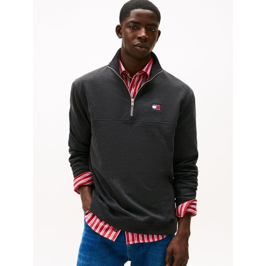 Tommy Jeans Męski sweter dresowy Mężczyźni antracytowy jednolity ze sklepu vangraaf w kategorii Bluzy męskie - zdjęcie 187607034