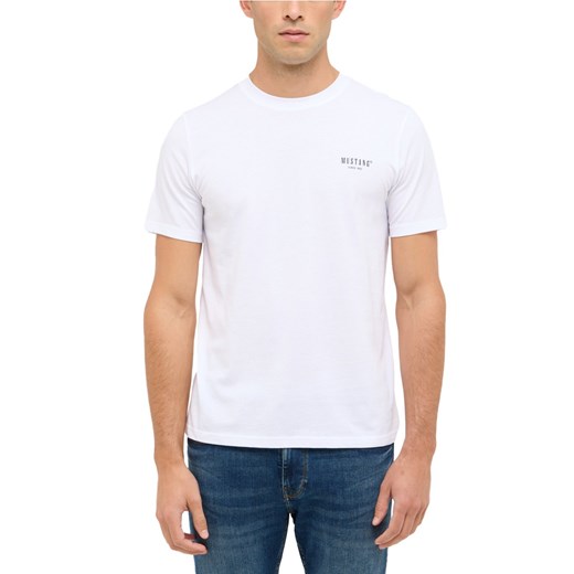 Mustang Koszulka męska - Austin Mężczyźni Bawełna biały jednolity ze sklepu vangraaf w kategorii T-shirty męskie - zdjęcie 187607040