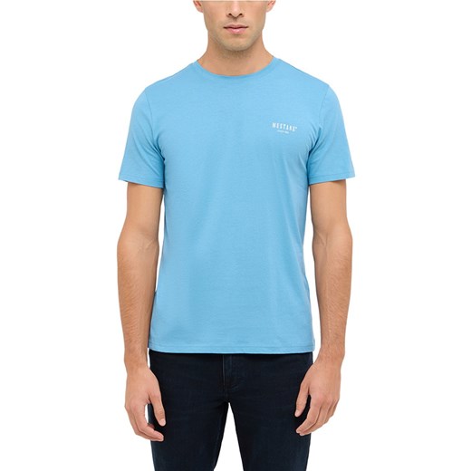 Mustang Koszulka męska - Austin Mężczyźni Bawełna niebieski jednolity ze sklepu vangraaf w kategorii T-shirty męskie - zdjęcie 187607041