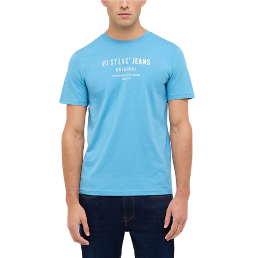 Mustang Koszulka męska - Austin Mężczyźni Bawełna niebieski jednolity ze sklepu vangraaf w kategorii T-shirty męskie - zdjęcie 187607042