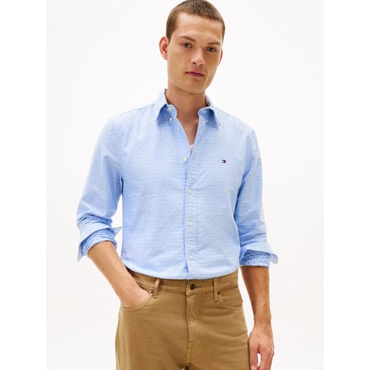 Tommy Hilfiger Męska koszula biznesowa Mężczyźni Regular Fit Bawełna jasnoniebieski jednolity ze sklepu vangraaf w kategorii Koszule męskie - zdjęcie 187607050