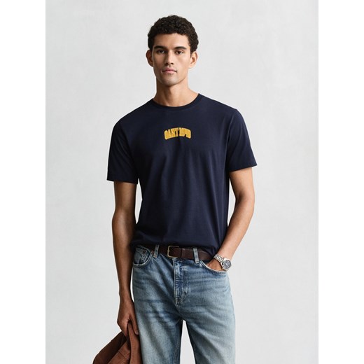 Gant Koszulka męska Mężczyźni Bawełna granatowy jednolity ze sklepu vangraaf w kategorii T-shirty męskie - zdjęcie 187607063