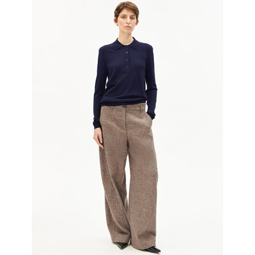 ARMEDANGELS Damski sweter z dzianiny z wełny merynosów - Maargo Kobiety Wełna granatowy jednolity ze sklepu vangraaf w kategorii Swetry damskie - zdjęcie 187607071