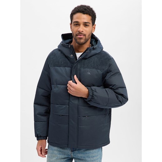 Calvin Klein Jeans Pikowana kurtka męska Mężczyźni Sztuczne włókno granatowy jednolity ze sklepu vangraaf w kategorii Kurtki męskie - zdjęcie 187607090