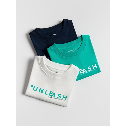 Reserved - Bawełniany t-shirt 3 pack - złamana biel ze sklepu Reserved w kategorii T-shirty chłopięce - zdjęcie 187607543