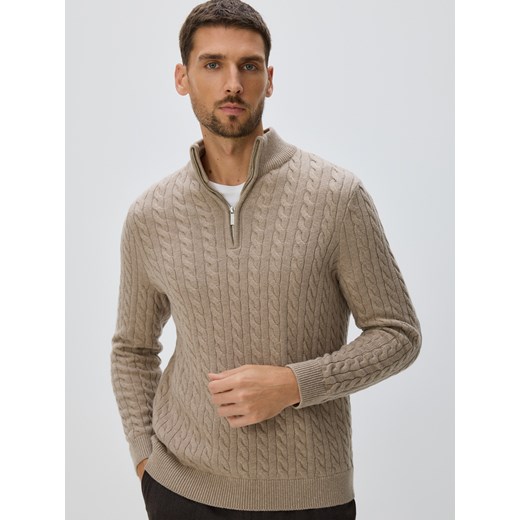 Reserved - Sweter z domieszką wełny - beżowy ze sklepu Reserved w kategorii Swetry męskie - zdjęcie 187607553