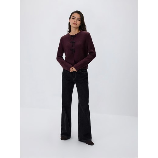 Reserved - Kardigan z kokardkami - bordowy ze sklepu Reserved w kategorii Swetry damskie - zdjęcie 187607704