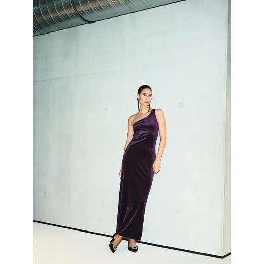 Reserved - Sukienka na jedno ramię - ciemnofioletowy ze sklepu Reserved w kategorii Sukienki - zdjęcie 187607910