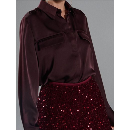 Sinsay - Gładka koszula z długim rękawem - czerwony ze sklepu Sinsay w kategorii Koszule damskie - zdjęcie 187609971