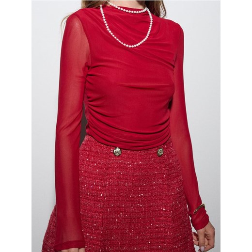 Sinsay - Body z długim rękawem - czerwony ze sklepu Sinsay w kategorii Bluzki damskie - zdjęcie 187609980