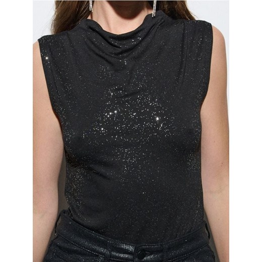 Sinsay - Body z drapowanym dekoltem - czarny ze sklepu Sinsay w kategorii Bluzki damskie - zdjęcie 187610063