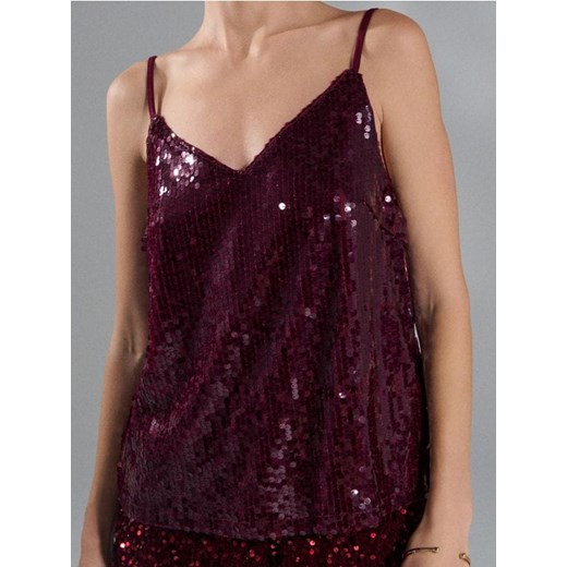 Sinsay - Elegancki top z połyskującymi aplikacjami - bordowy ze sklepu Sinsay w kategorii Bluzki damskie - zdjęcie 187610111