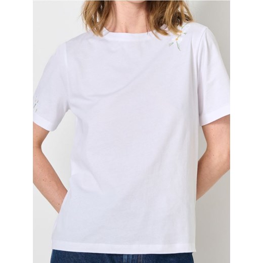 Sinsay - Koszulka z ozdobnym haftem - biały ze sklepu Sinsay w kategorii Bluzki damskie - zdjęcie 187610122