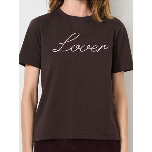 Sinsay - Koszulka z krótkim rękawem - brązowy ze sklepu Sinsay w kategorii Bluzki damskie - zdjęcie 187610123