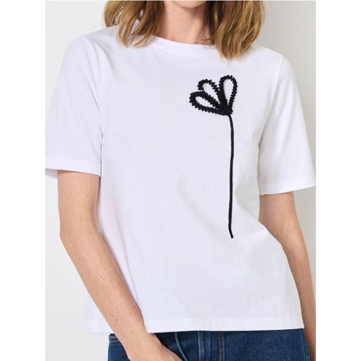 Sinsay - Koszulka z krótkim rękawem - kremowy ze sklepu Sinsay w kategorii Bluzki damskie - zdjęcie 187610124