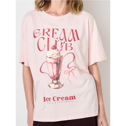 Sinsay - Koszulka z nadrukiem - różowy ze sklepu Sinsay w kategorii Bluzki damskie - zdjęcie 187610130