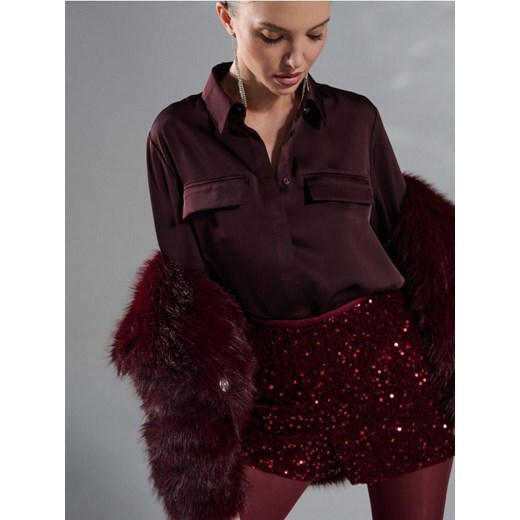 Sinsay - Szorty z cekinami - bordowy ze sklepu Sinsay w kategorii Szorty - zdjęcie 187610203