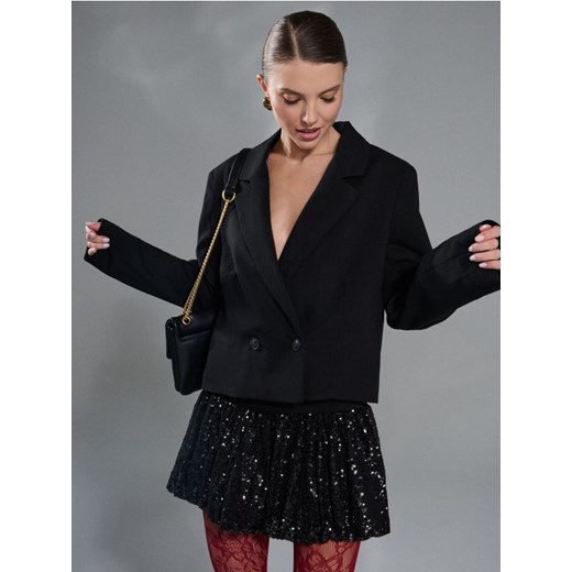 Sinsay - Spódnica mini z połyskiem - czarny ze sklepu Sinsay w kategorii Spódnice - zdjęcie 187610204