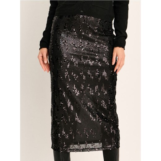 Sinsay - Spódnica midi z cekinami - czarny ze sklepu Sinsay w kategorii Spódnice - zdjęcie 187610211