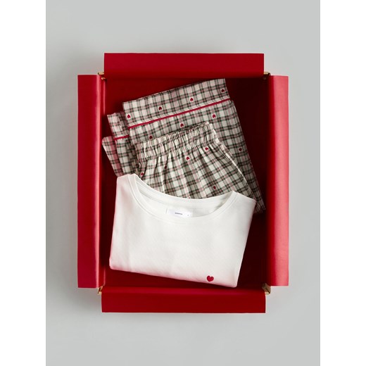 Reserved - Bawełniana piżama dwuczęściowa - zielony ze sklepu Reserved w kategorii Piżamy damskie - zdjęcie 187610794