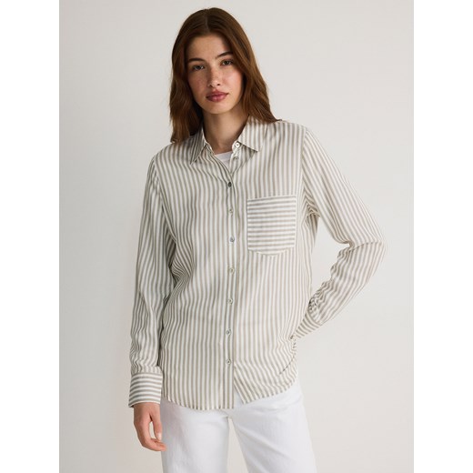 Reserved - Koszula regular z wiskozy - jasnozielony ze sklepu Reserved w kategorii Koszule damskie - zdjęcie 187611102