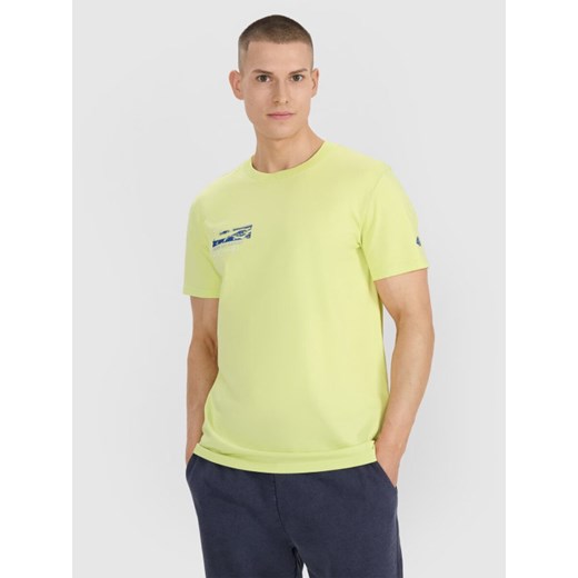 Męski t-shirt z nadrukiem 4F 4FRSS25TTSHM2996 - żółty ze sklepu Sportstylestory.com w kategorii T-shirty męskie - zdjęcie 187611254