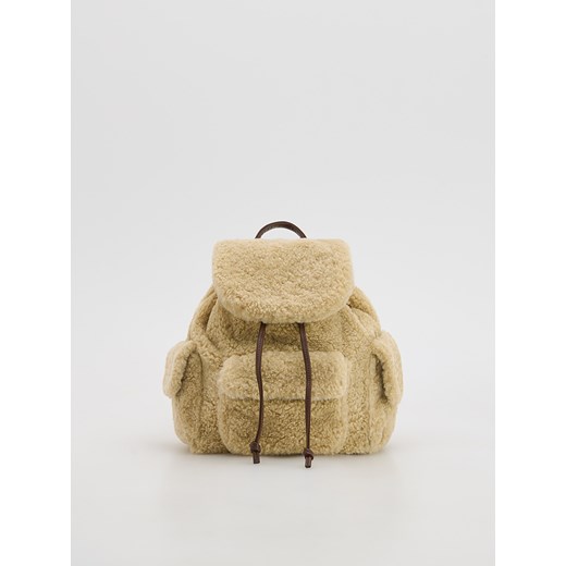 Reserved - Plecak ze sztucznego baranka - beżowy ze sklepu Reserved w kategorii Torebki damskie - zdjęcie 187612411