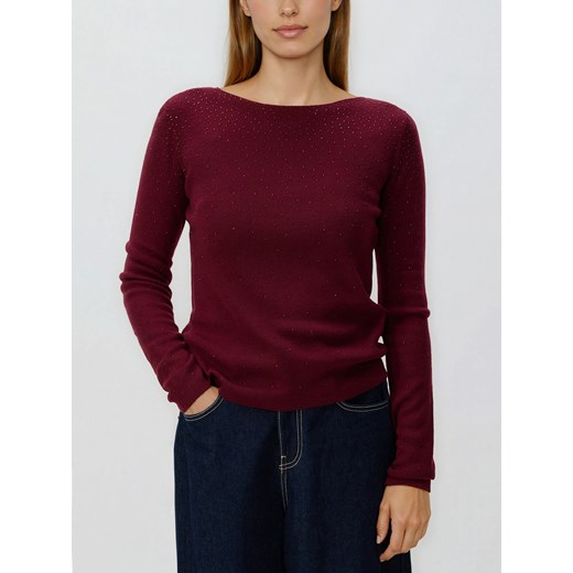 Reserved - Sweter z błyszczącą aplikacją - bordowy ze sklepu Reserved w kategorii Swetry damskie - zdjęcie 187612431