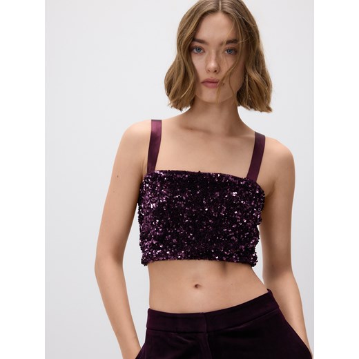 Reserved - Cekinowy top - ciemnofioletowy ze sklepu Reserved w kategorii Bluzki damskie - zdjęcie 187612544