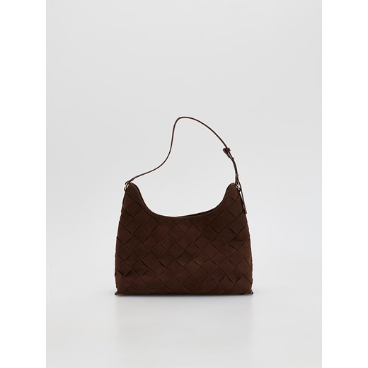 Reserved - Torebka z imitacji zamszu - ciemnobrązowy ze sklepu Reserved w kategorii Torebki damskie - zdjęcie 187612653