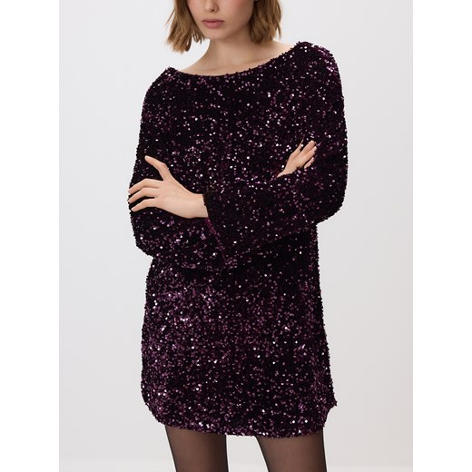 Reserved - Sukienka mini z kokardą - ciemnofioletowy ze sklepu Reserved w kategorii Sukienki - zdjęcie 187612720