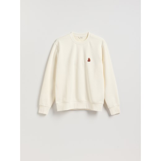 Reserved - Bluza z haftem - złamana biel ze sklepu Reserved w kategorii Bluzy męskie - zdjęcie 187612750