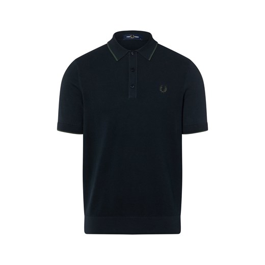 Fred Perry Męska koszula z dzianiny Mężczyźni Bawełna granatowy jednolity ze sklepu vangraaf w kategorii T-shirty męskie - zdjęcie 187613944