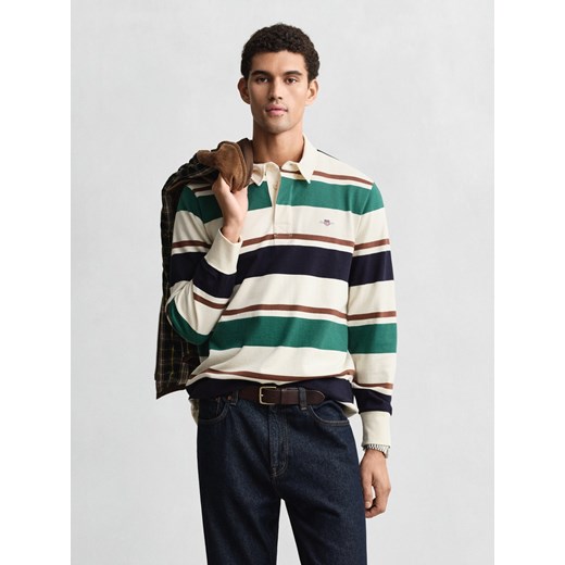 Gant Bluza męska Mężczyźni Bawełna beżowy w paski ze sklepu vangraaf w kategorii Bluzy męskie - zdjęcie 187613972