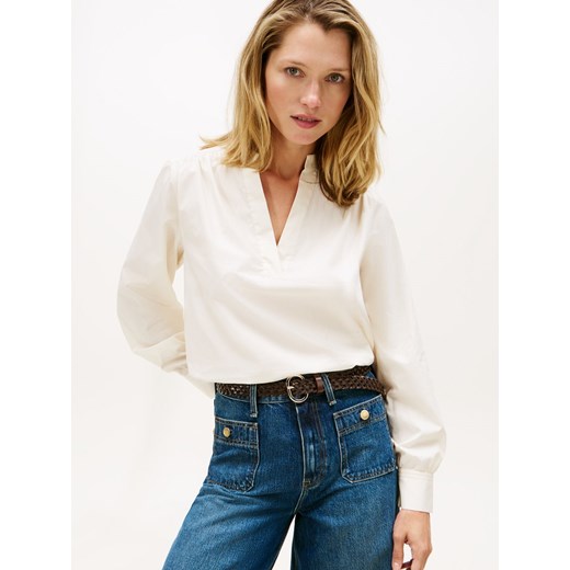 Tommy Hilfiger Bluzka damska tunika Kobiety Bawełna piaskowy jednolity ze sklepu vangraaf w kategorii Bluzki damskie - zdjęcie 187613973