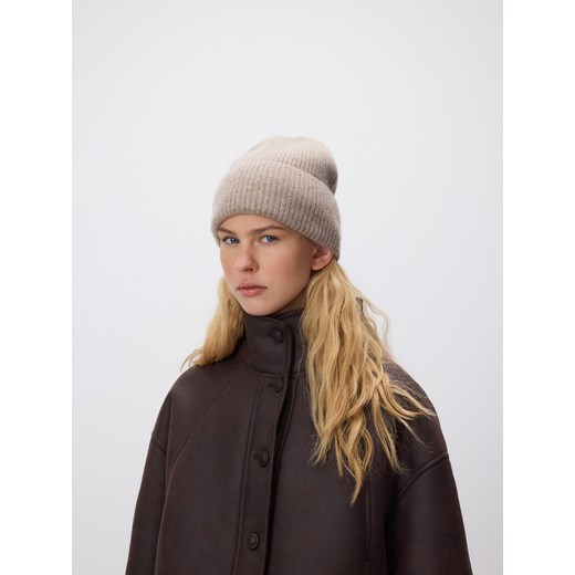 Reserved - Wełniana czapka z dodatkiem kaszmiru - brązowy ze sklepu Reserved w kategorii Czapki zimowe damskie - zdjęcie 187614184