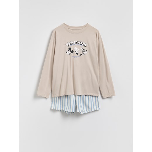 Reserved - Dwuczęściowa piżama Mickey Mouse - beżowy ze sklepu Reserved w kategorii Piżamy damskie - zdjęcie 187614371