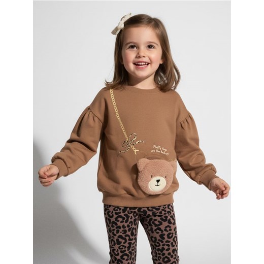 Sinsay - Bluza crewneck z elementami 3D - brązowy ze sklepu Sinsay w kategorii Bluzy dziewczęce - zdjęcie 187615334