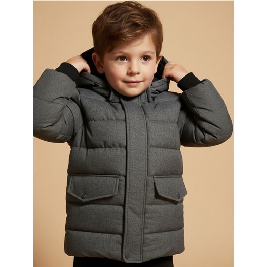 Sinsay - Pikowana kurtka z kapturem - szary ze sklepu Sinsay w kategorii Kurtki chłopięce - zdjęcie 187615401