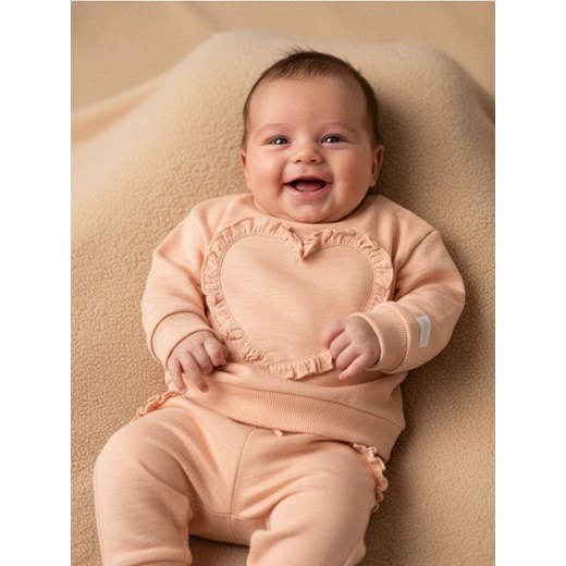 Sinsay - Komplet dzianinowy z ozdobnymi falbankami - różowy ze sklepu Sinsay w kategorii Komplety niemowlęce - zdjęcie 187615431