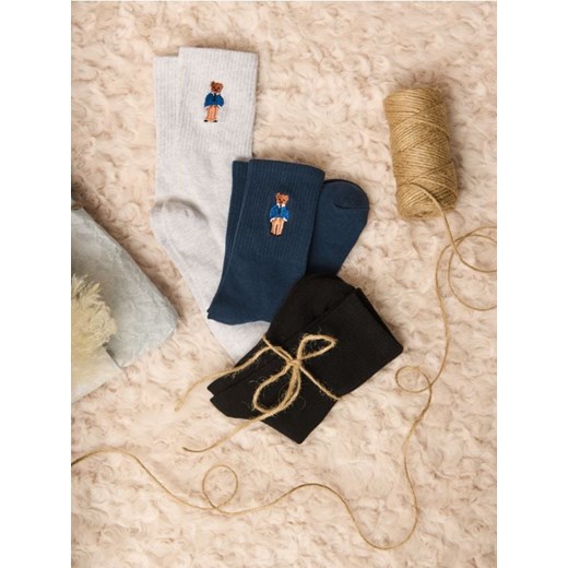 Sinsay - Prążkowane skarpetki 3 pack - wielobarwny ze sklepu Sinsay w kategorii Skarpetki męskie - zdjęcie 187615472