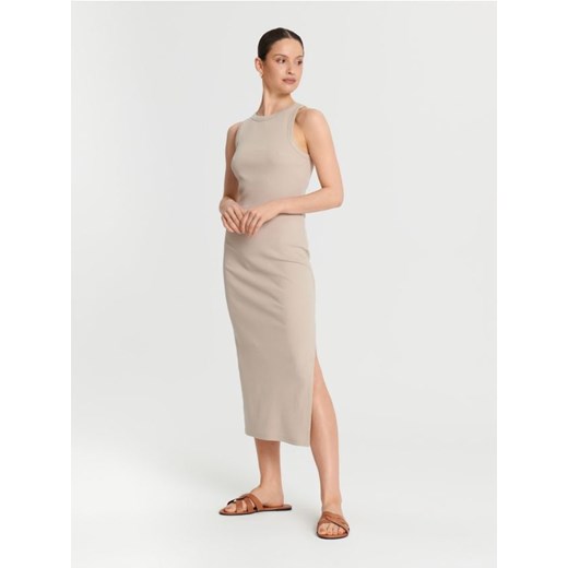 Sinsay - Sukienka midi - beżowy ze sklepu Sinsay w kategorii Sukienki - zdjęcie 187615520