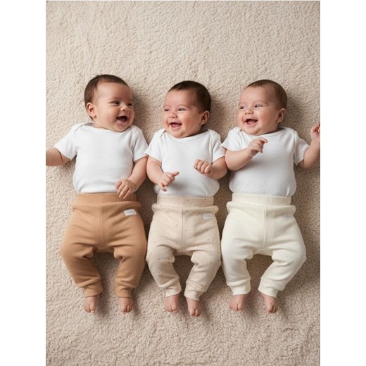 Sinsay - Bawełniane spodnie 3 pack - kremowy ze sklepu Sinsay w kategorii Odzież dla niemowląt - zdjęcie 187615534
