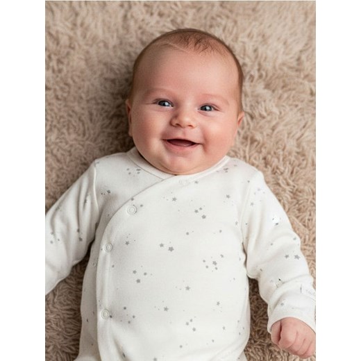 Sinsay - Pajacyk z elastycznej dzianiny - kremowy ze sklepu Sinsay w kategorii Odzież dla niemowląt - zdjęcie 187615541
