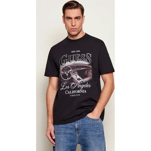 GUESS T-shirt SATIN | Regular Fit ze sklepu Gomez Fashion Store w kategorii T-shirty męskie - zdjęcie 187616362